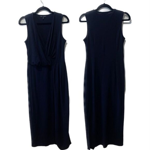 Next Tall Sleeveless V-Neck Maxi Dress Gown Navy Blue Size UK 12 - Picture 1 of 6